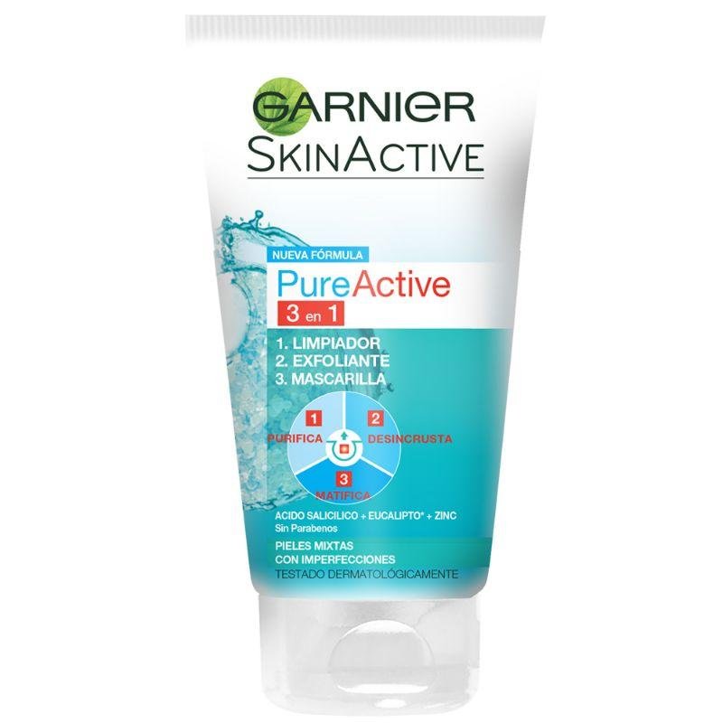 Garnier Pure Active 3 en 1: limpieza con carbón para piel grasa
