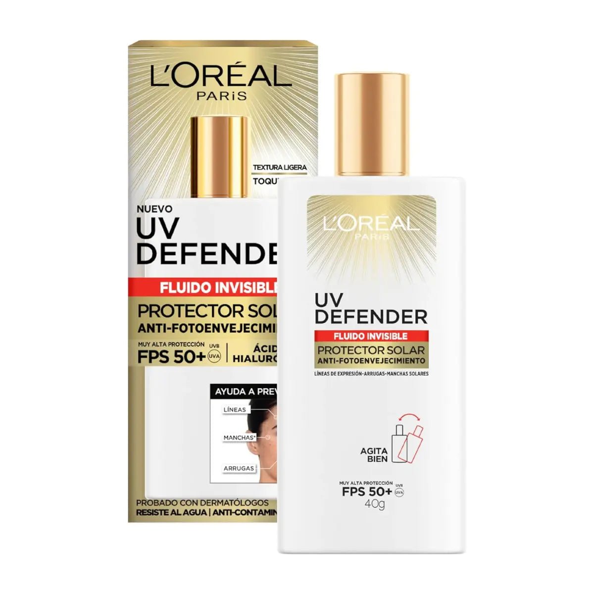 L’Oréal UV Defender Fluido Invisible FPS 50+: acabado ligero sin rastro blanco